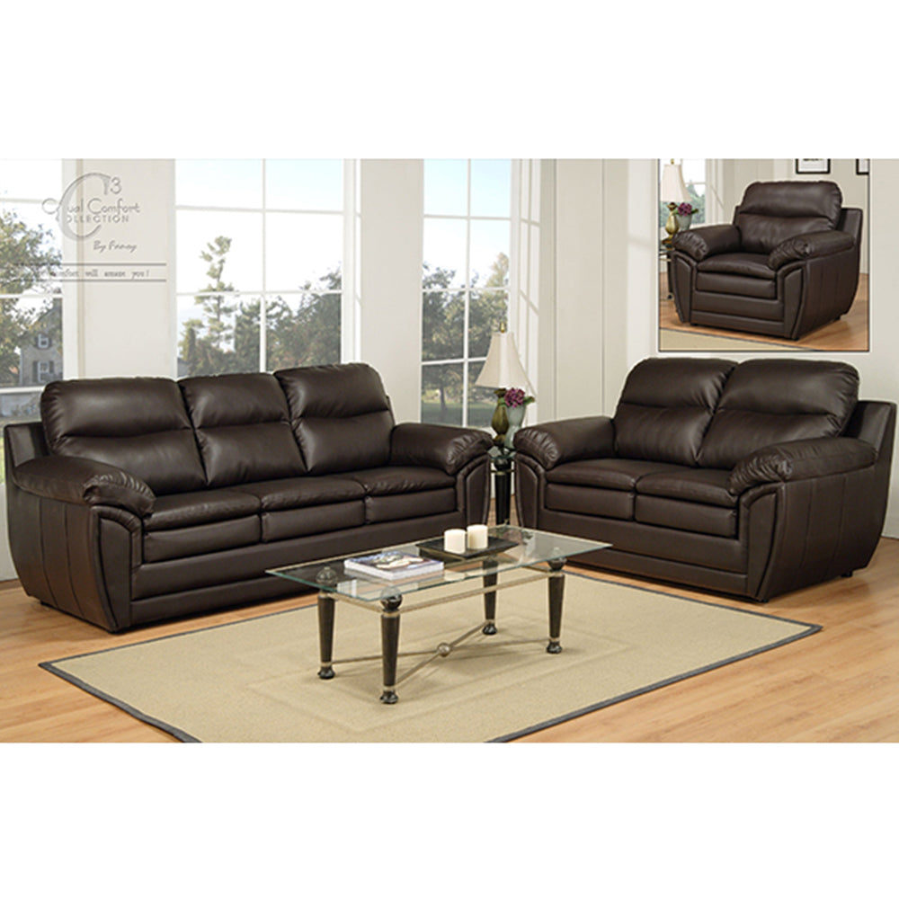 Canadian Made Genuine Leather Zurick Chocolate Sofa Set 5000