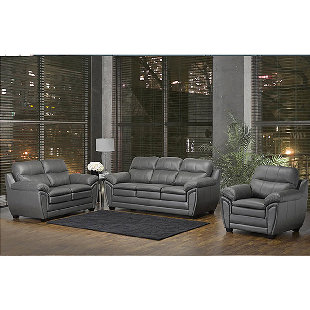 Canadian Made Genuine Leather Zurick Grey Sofa Set 5000