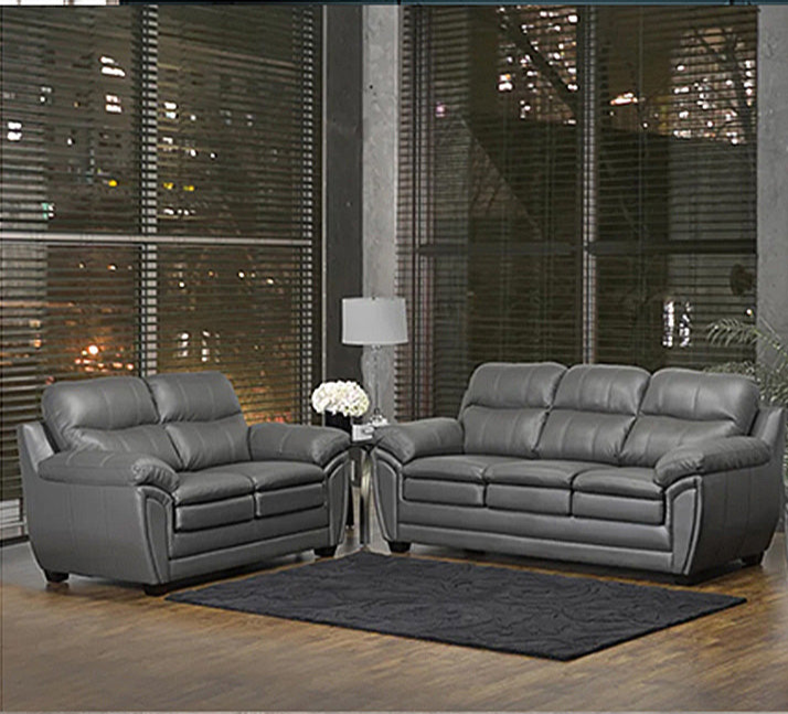 Canadian Made Genuine Leather Zurick Grey Sofa Set 5000