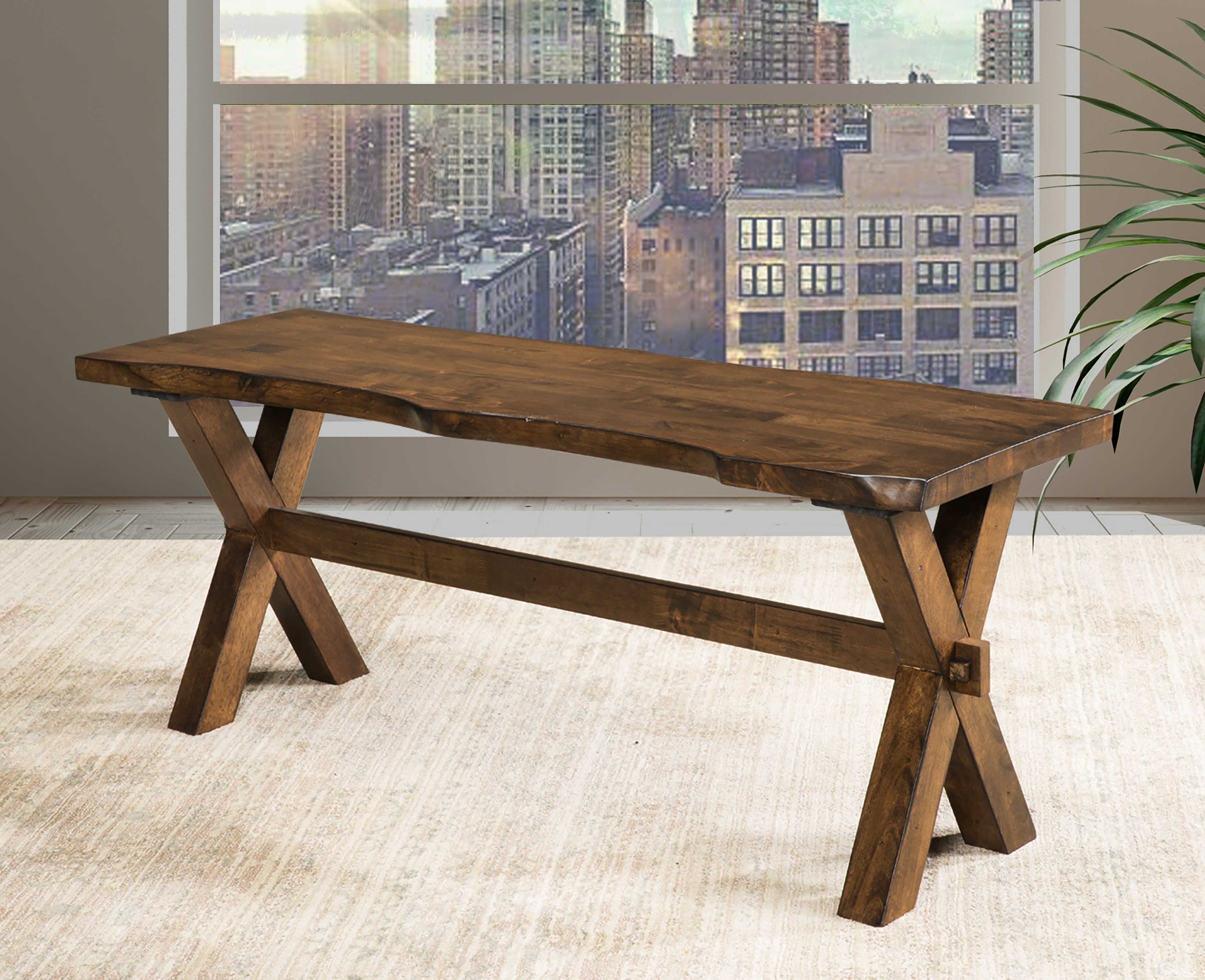 Pandora Solid Wood Live Edge Oak Bench 5000