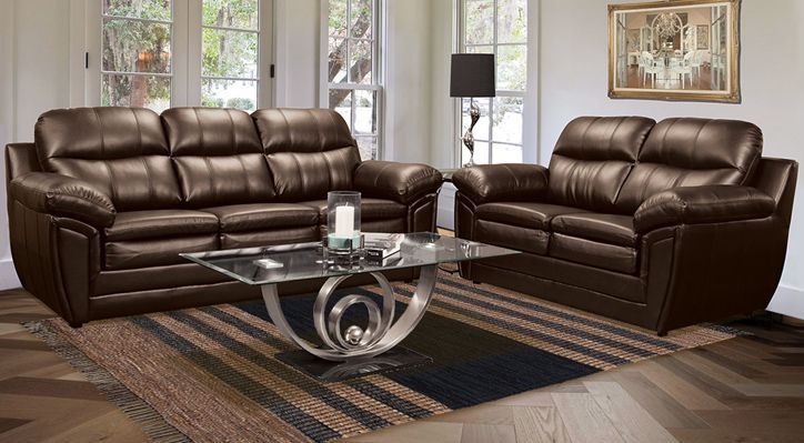 Canadian Made Genuine Leather Zurick Chocolate Sofa Set 5000