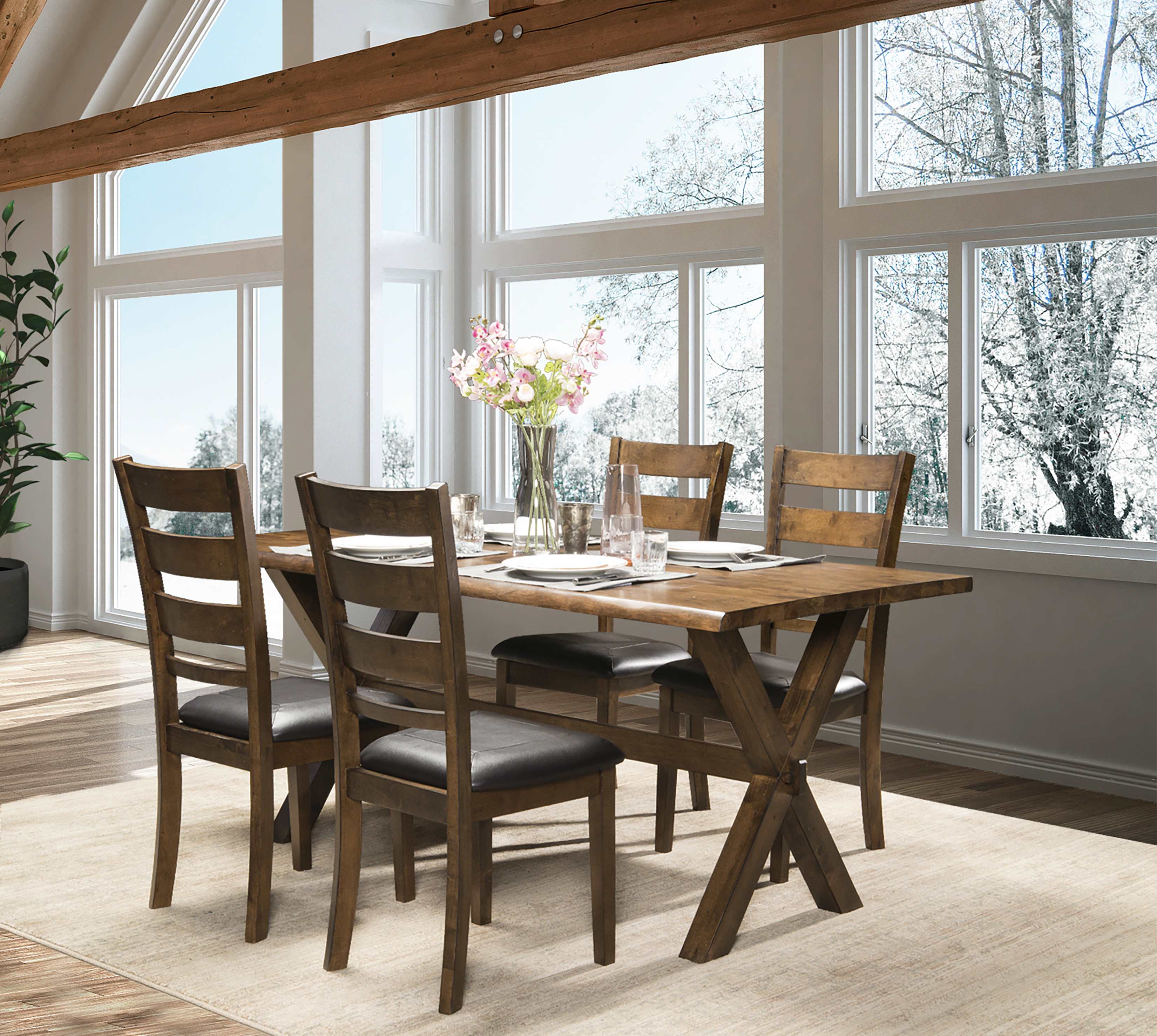 Sansa Warm Oak Wooden Dining Chair with Faux Leather Seat 5020