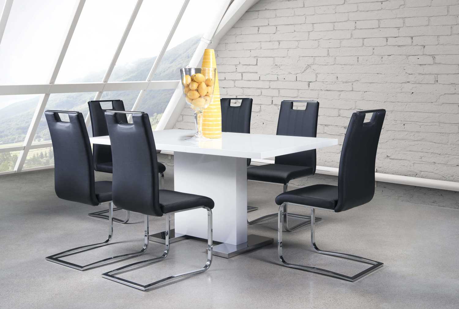 Standa Lacquer Dining Set Black 5433N/738S4