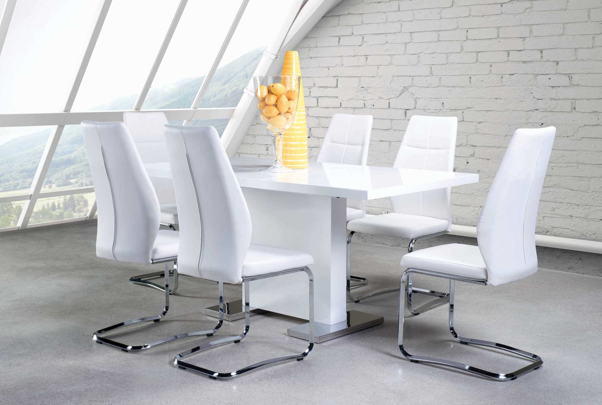 Standa Lacquer Dining Set White 5433N/738S1