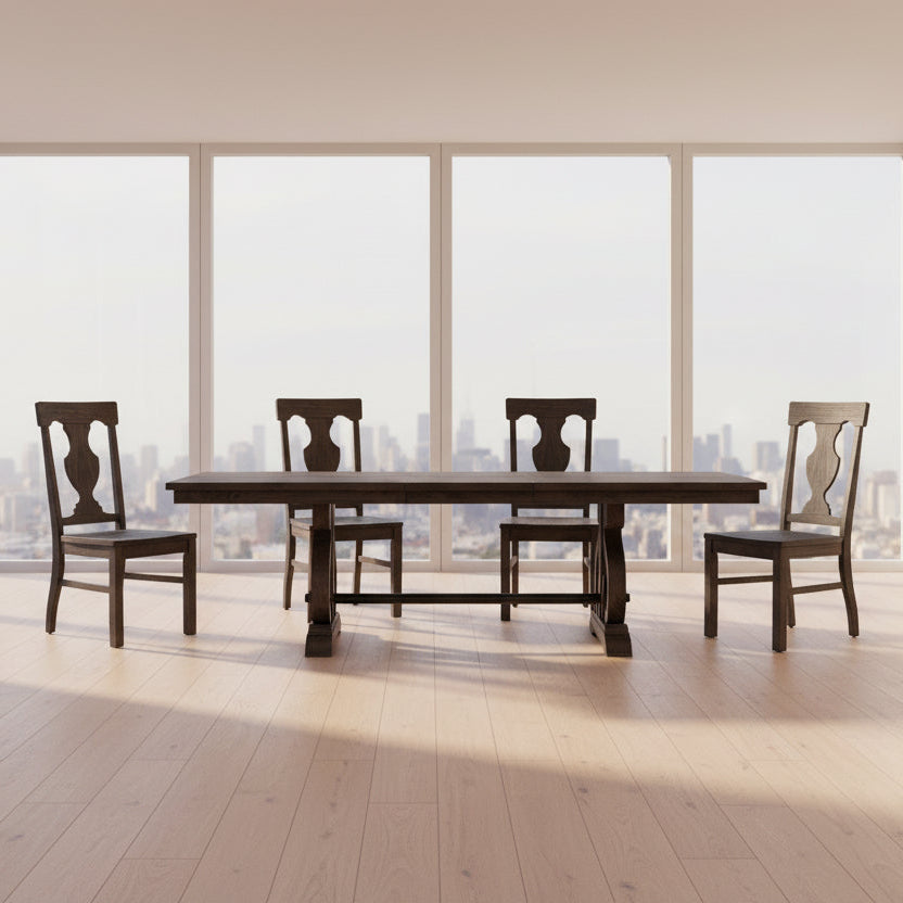 Toulon Distressed Dark Oak Wooden Dining Table 5438-96