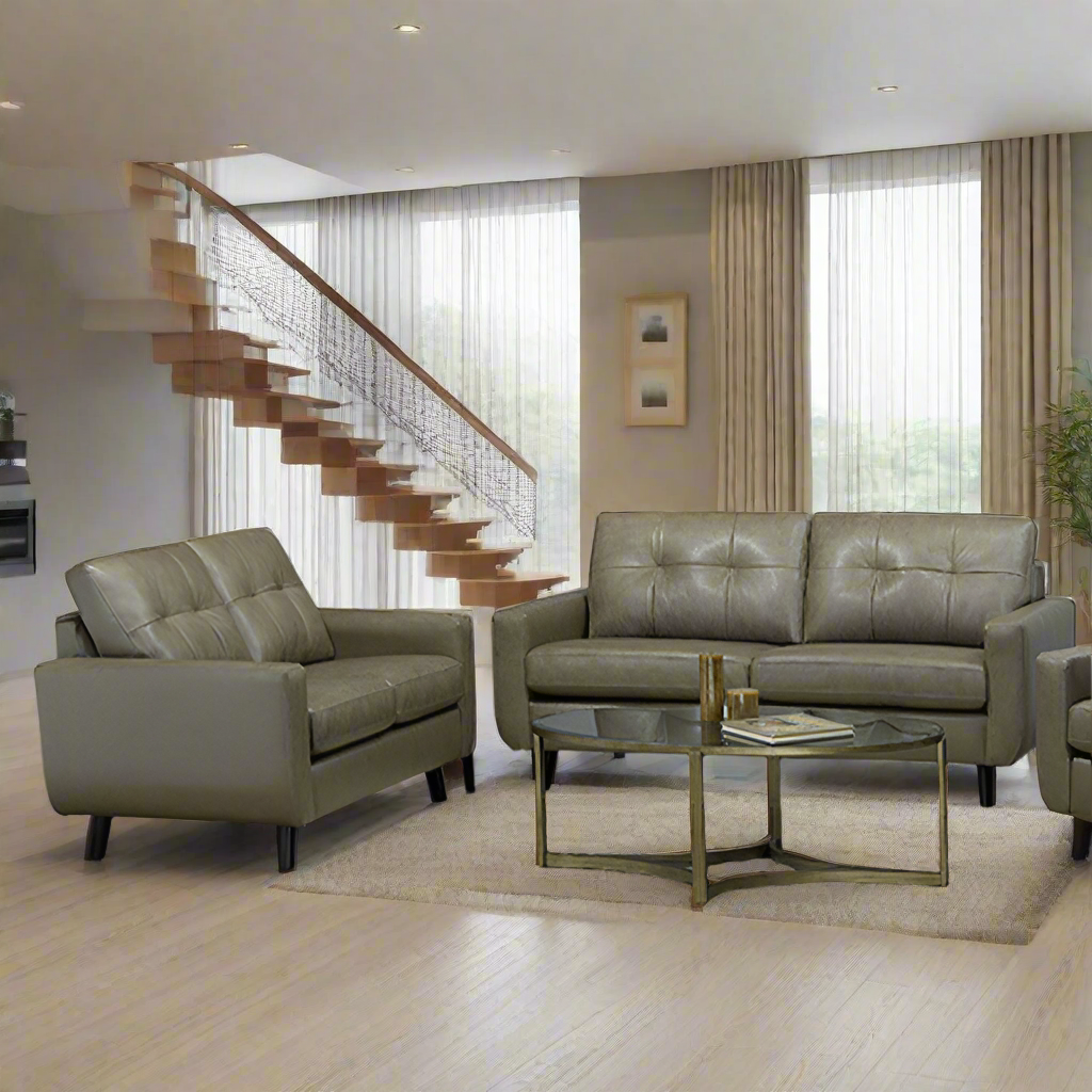 Canadian Made Genuine Leather Zurick Slate Sofa Set 5543