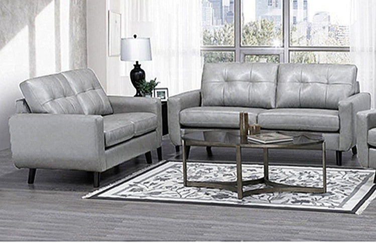 Canadian Made Genuine Leather Zurick Steelgrey Sofa Set 5543