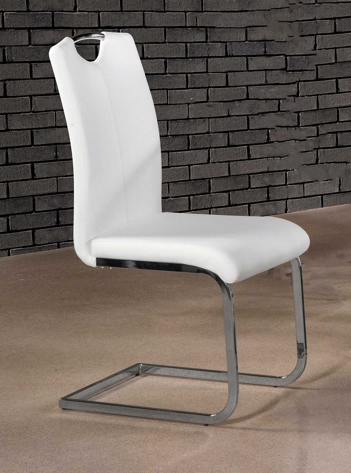 Carina White Dining Chair with Silver Handle - Set of 4