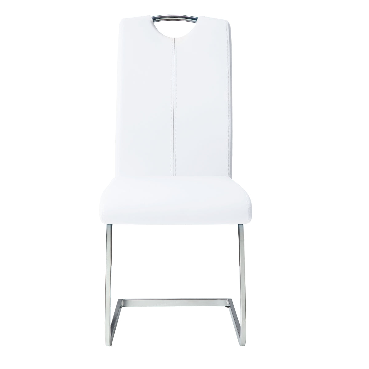 Carina White Dining Chair with Silver Handle - Set of 4
