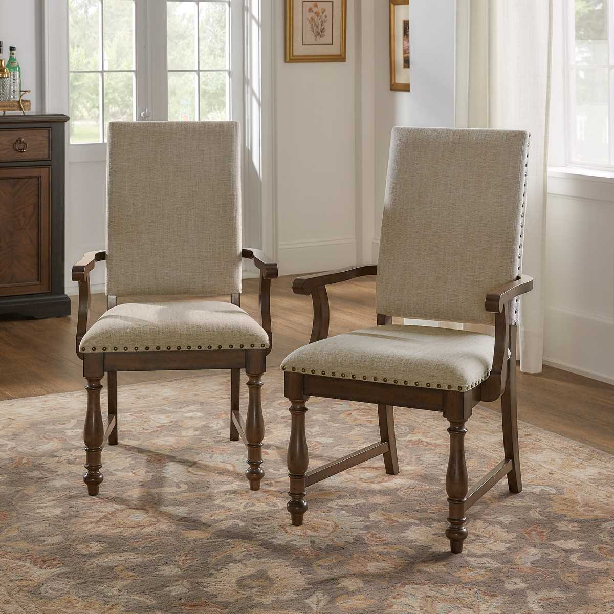 Stonington Fabric Arm Chair with Nailhead Trim Set of 2 5703