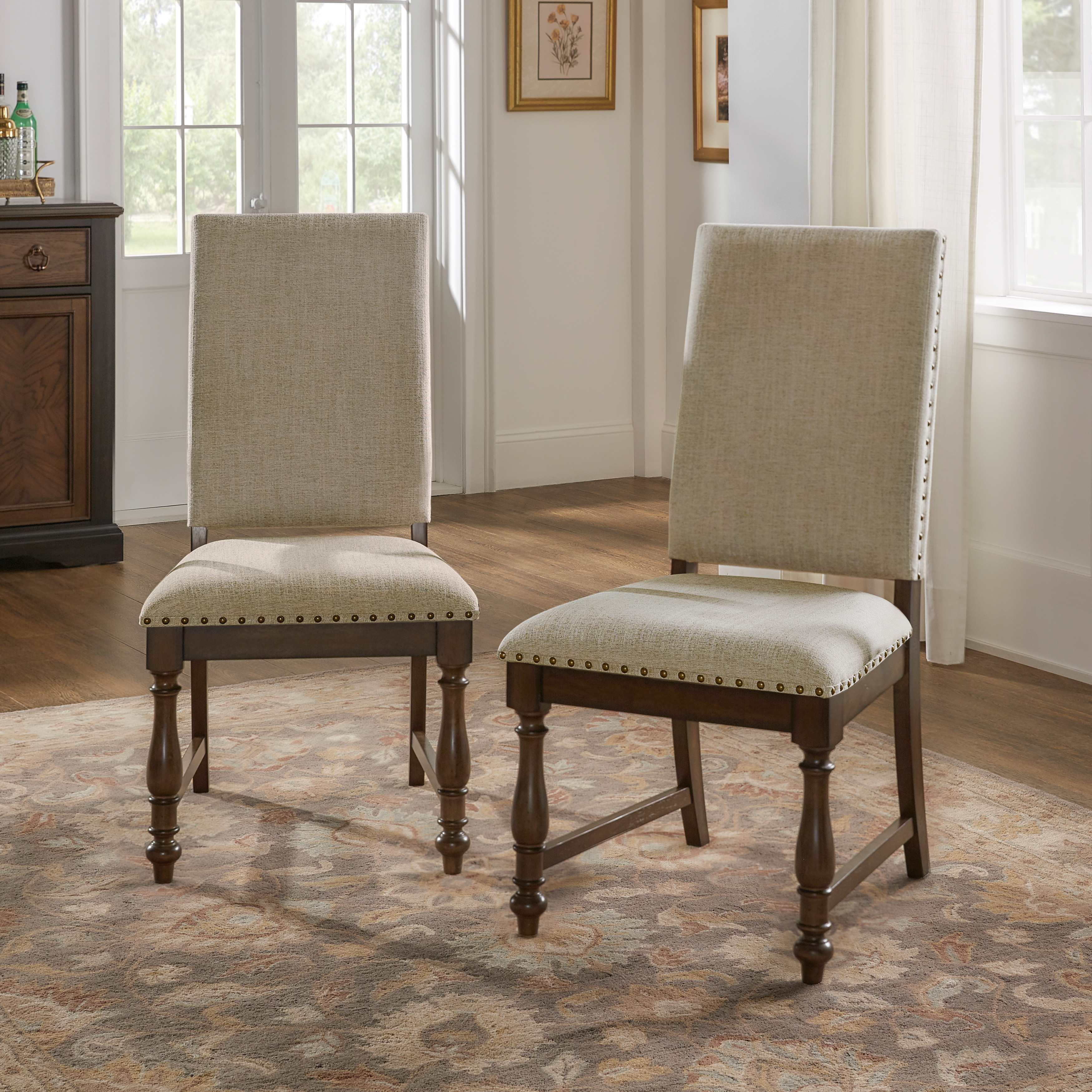 Stonington Fabric Dining Chair with Nailhead Trim Set of 2 5703