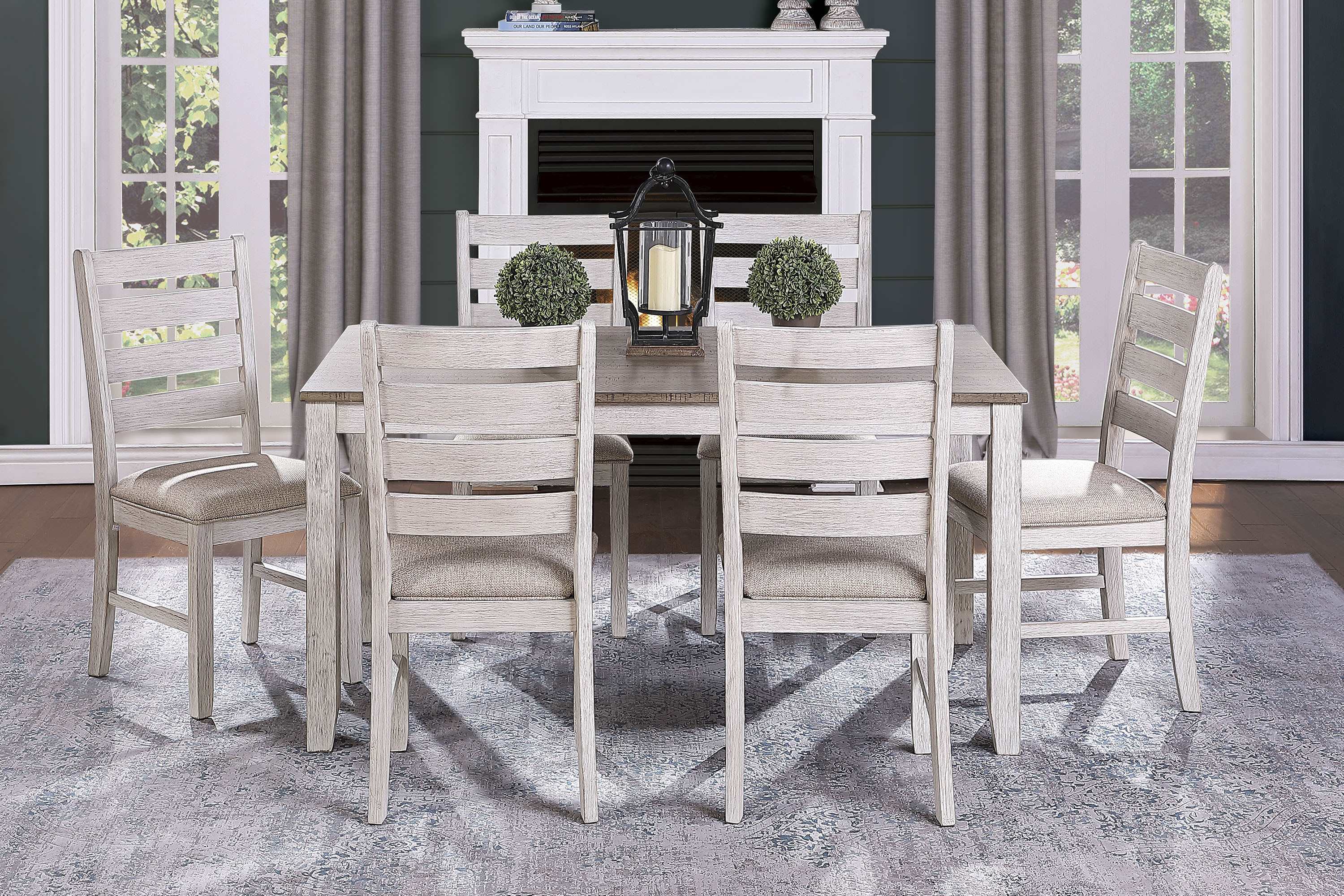 Ithaca Wooden Dining Set Grayish White and Brown 5769W-60