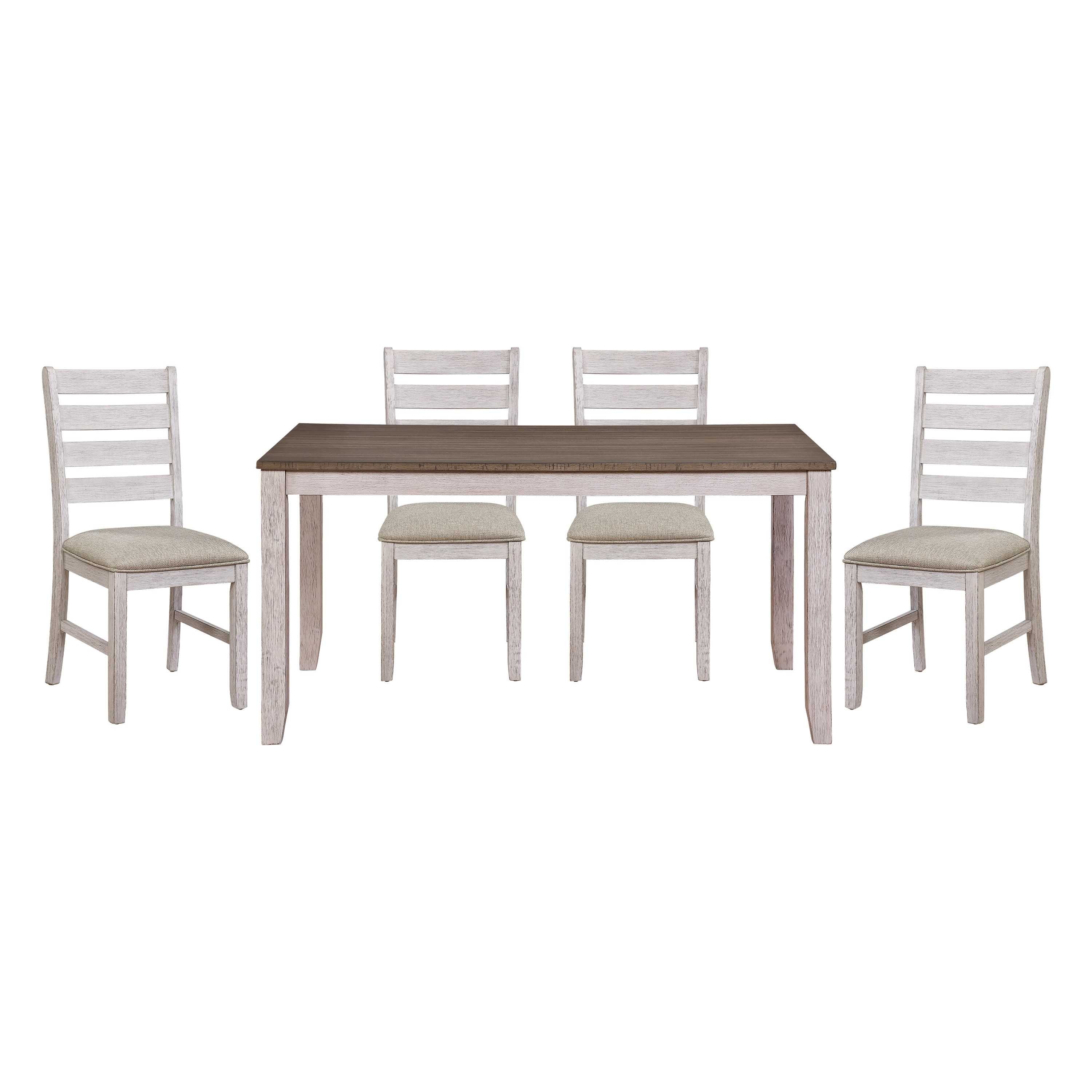 Ithaca Wooden Dining Set Grayish White and Brown 5769W-60