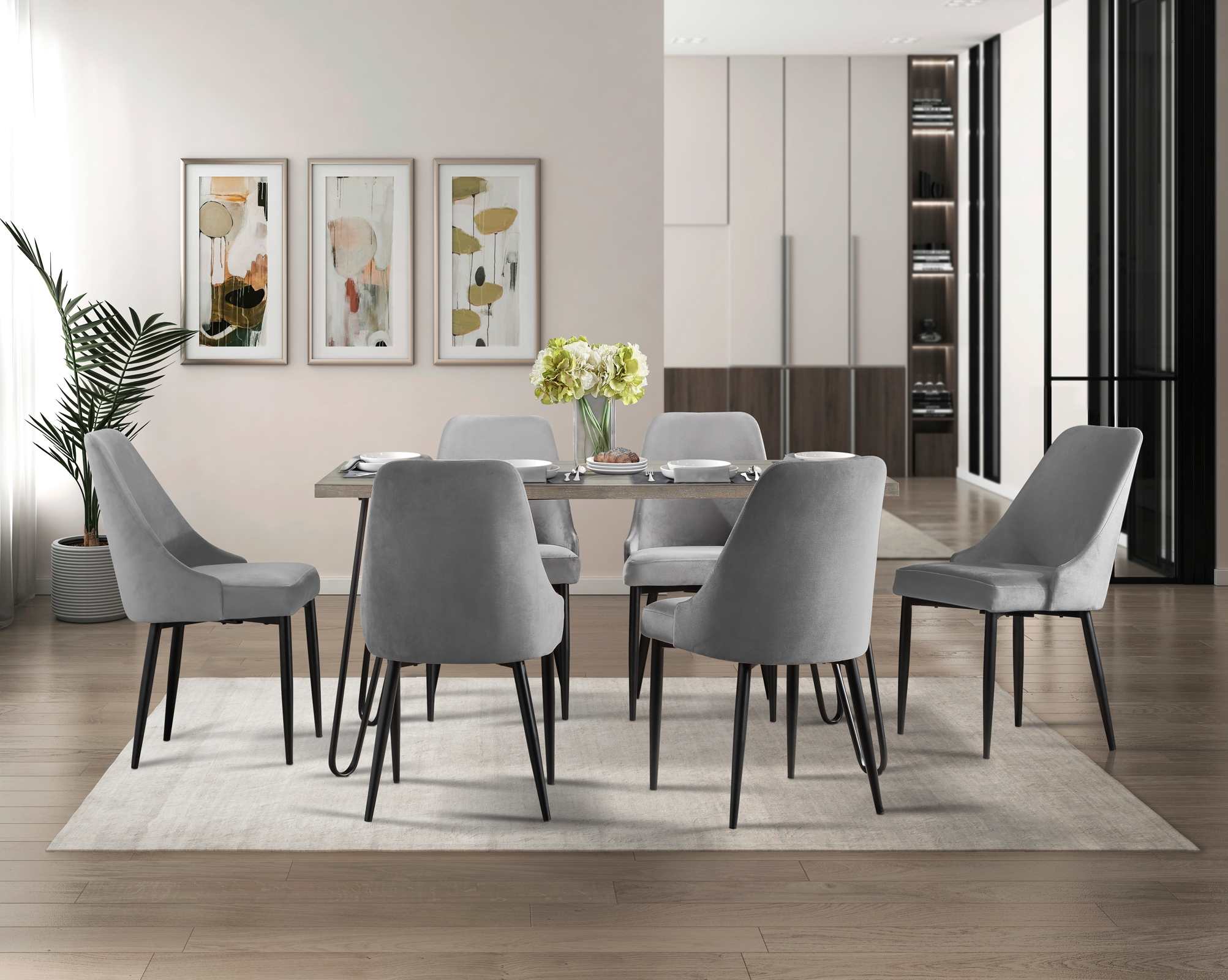 Keene Light Grey Dining Table with Black Metal Leg 5817