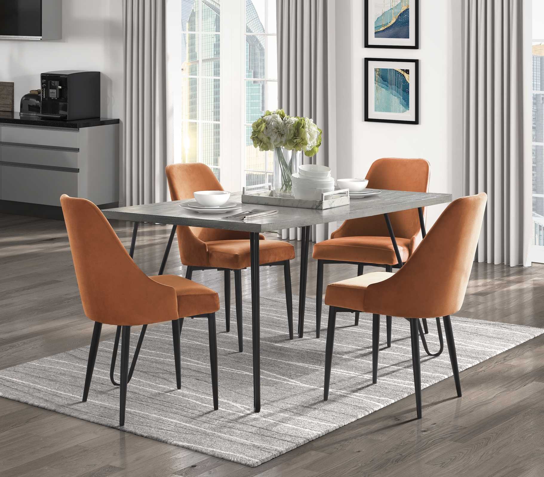 Keene 5pc Dining Set Orange 5817