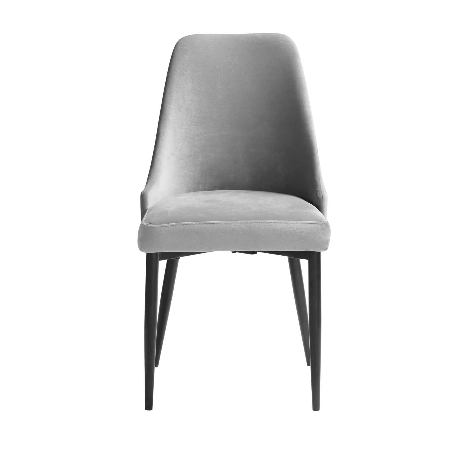 Keene Grey Velvet Dining Chair with Black Metal Legs Set of 2 5817
