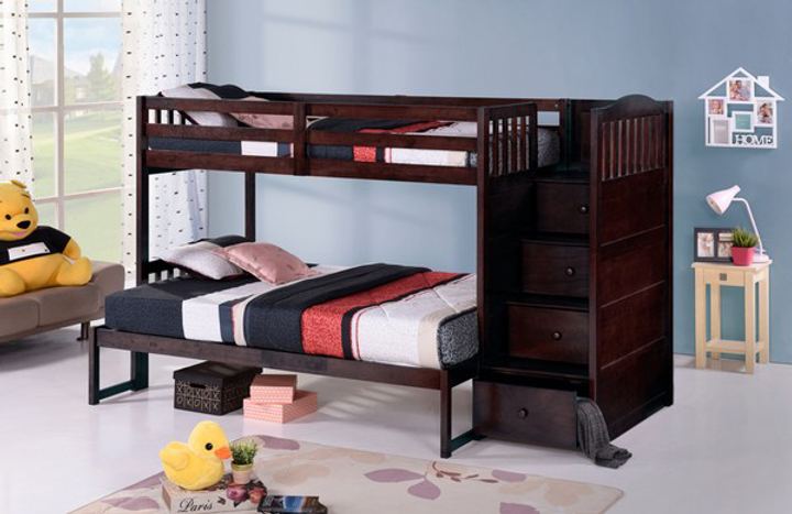 Staircase Bunk Bed - Espresso 5910 Single/Double