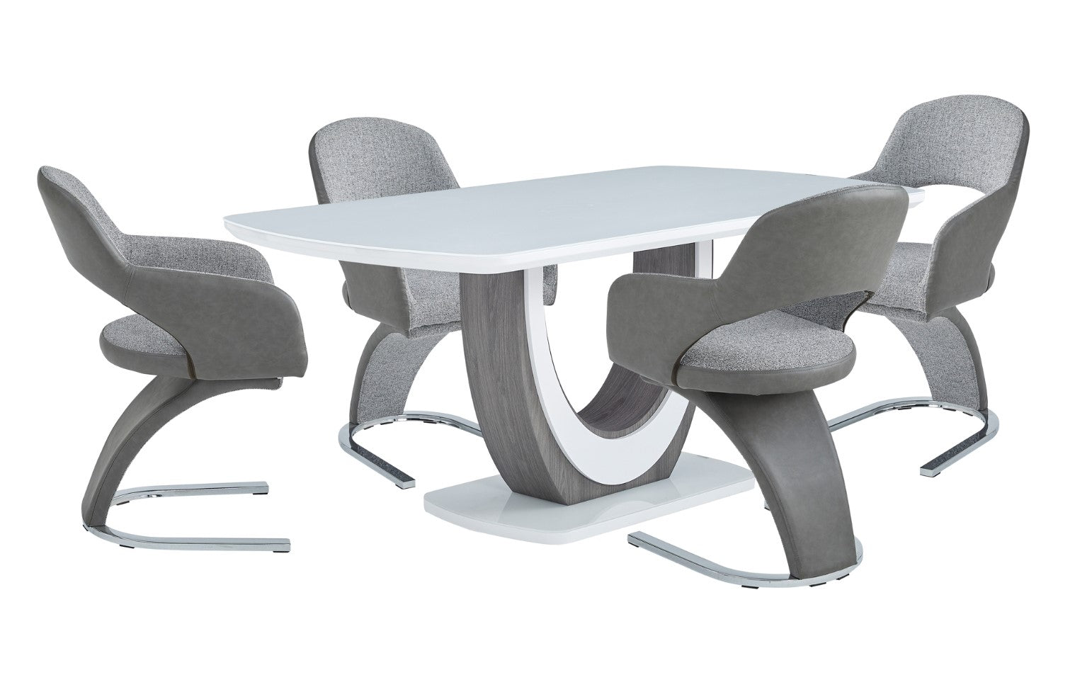 London U-Shaped Pedestal Base Dining Set 5922