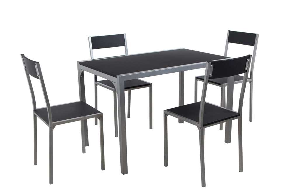 5Pc Dining Set Black 3750