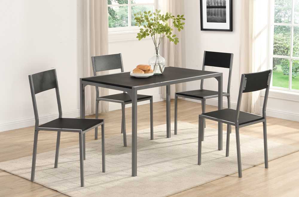 5Pc Dining Set Black 3750