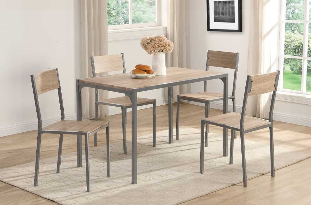 5Pc Dining Set Oak Wood 3755