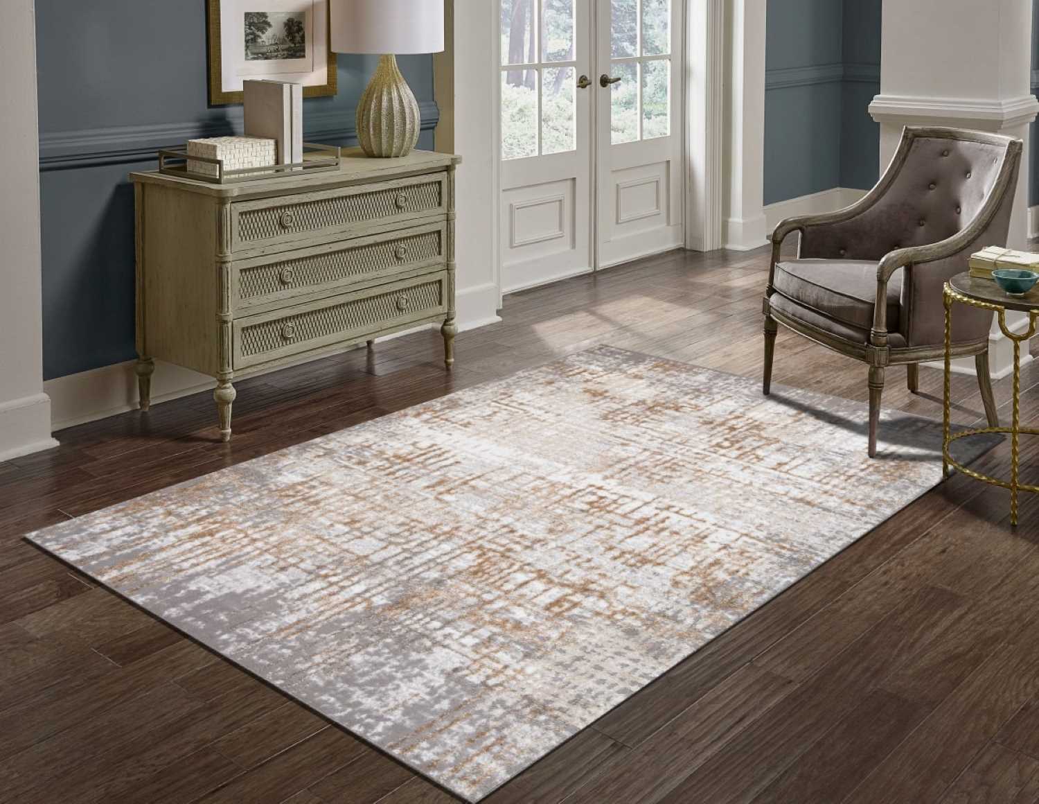 5x8 Grey / Cream / Beige Area Rug 71913