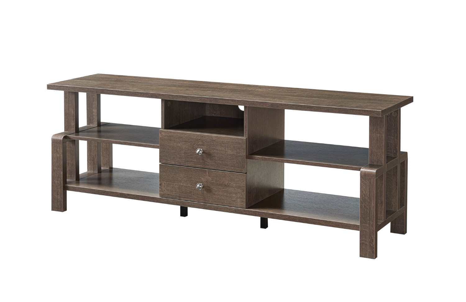 60" Walnut Oak TV Stand With 2 Storage Drawers 192688