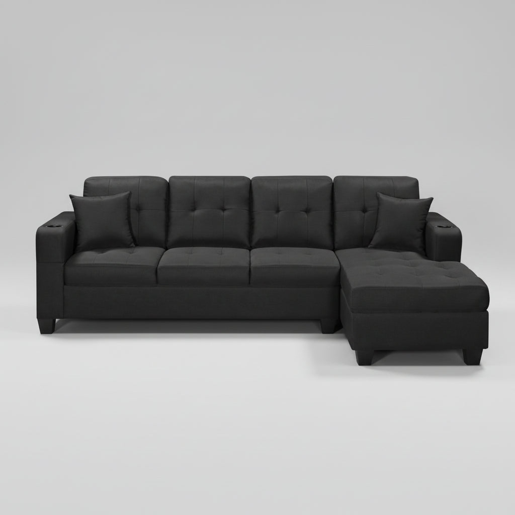 Reversible Sectional Sofa Black 6212