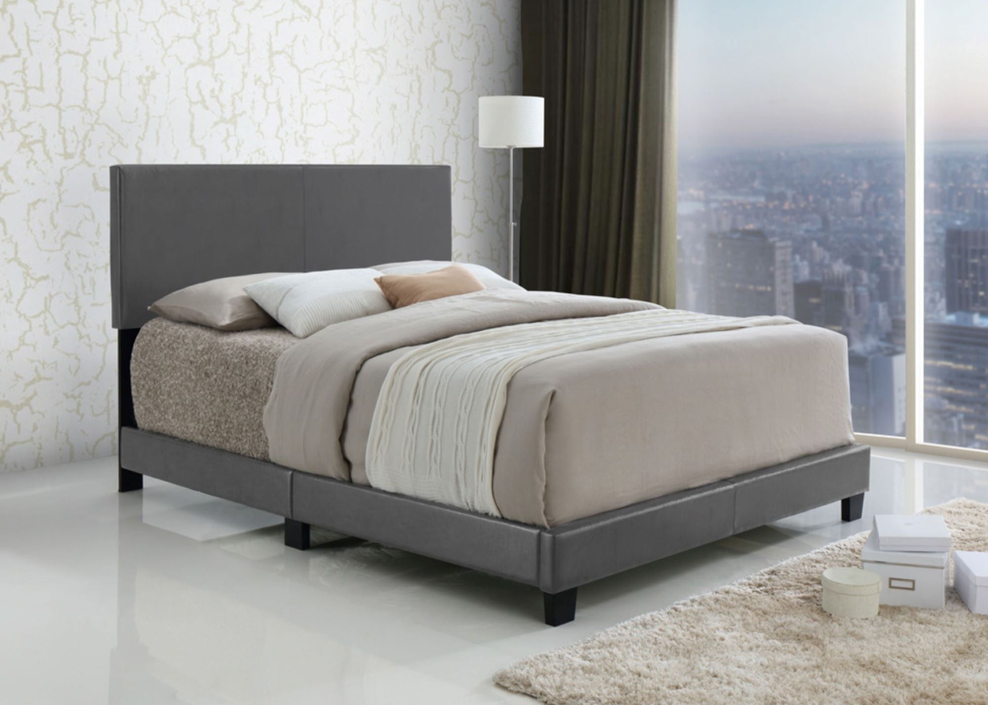 Bed Frame Grey PU 8747