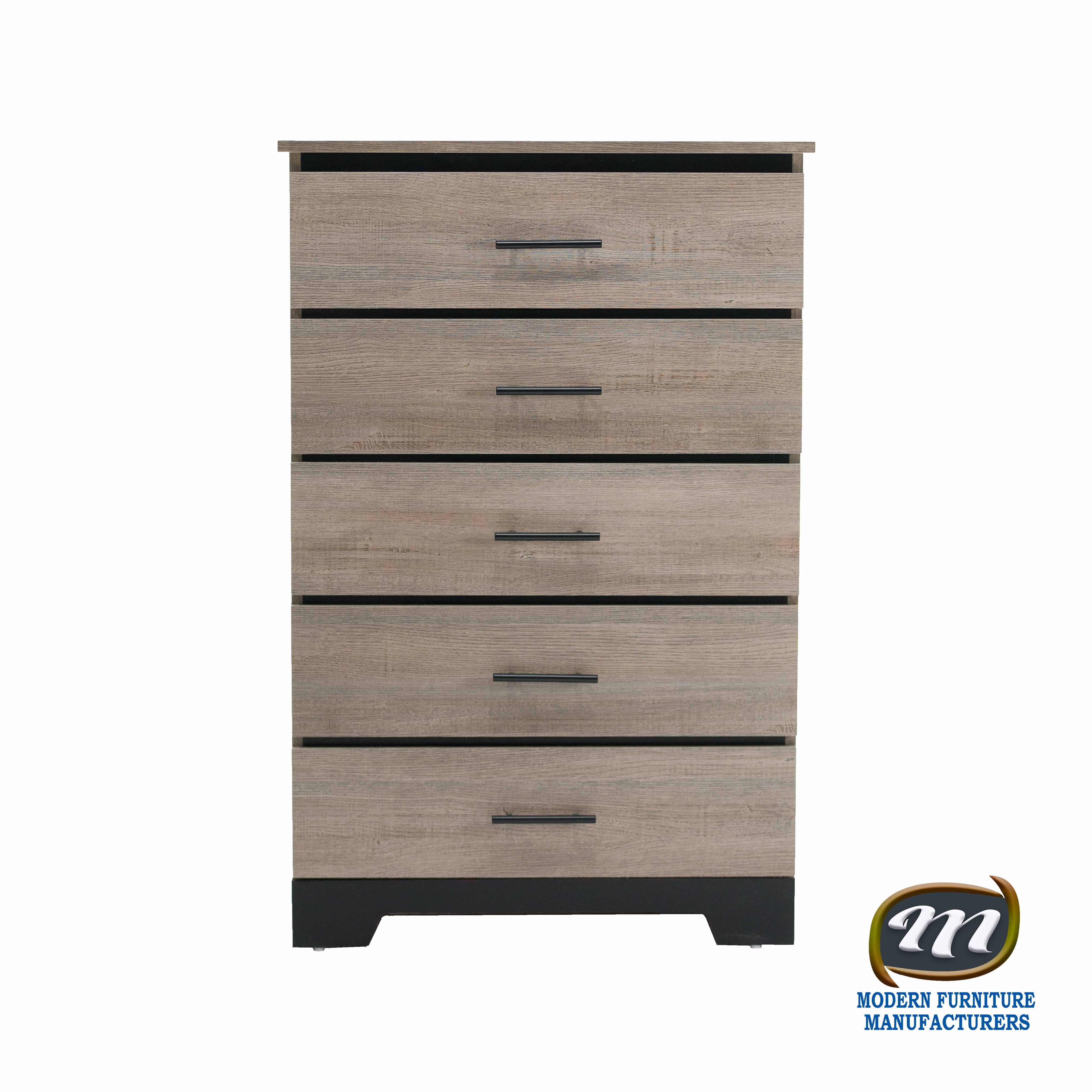Canadian Made Two Tone Wooden 5 Drawers Chest Continental Coast & Black 6741