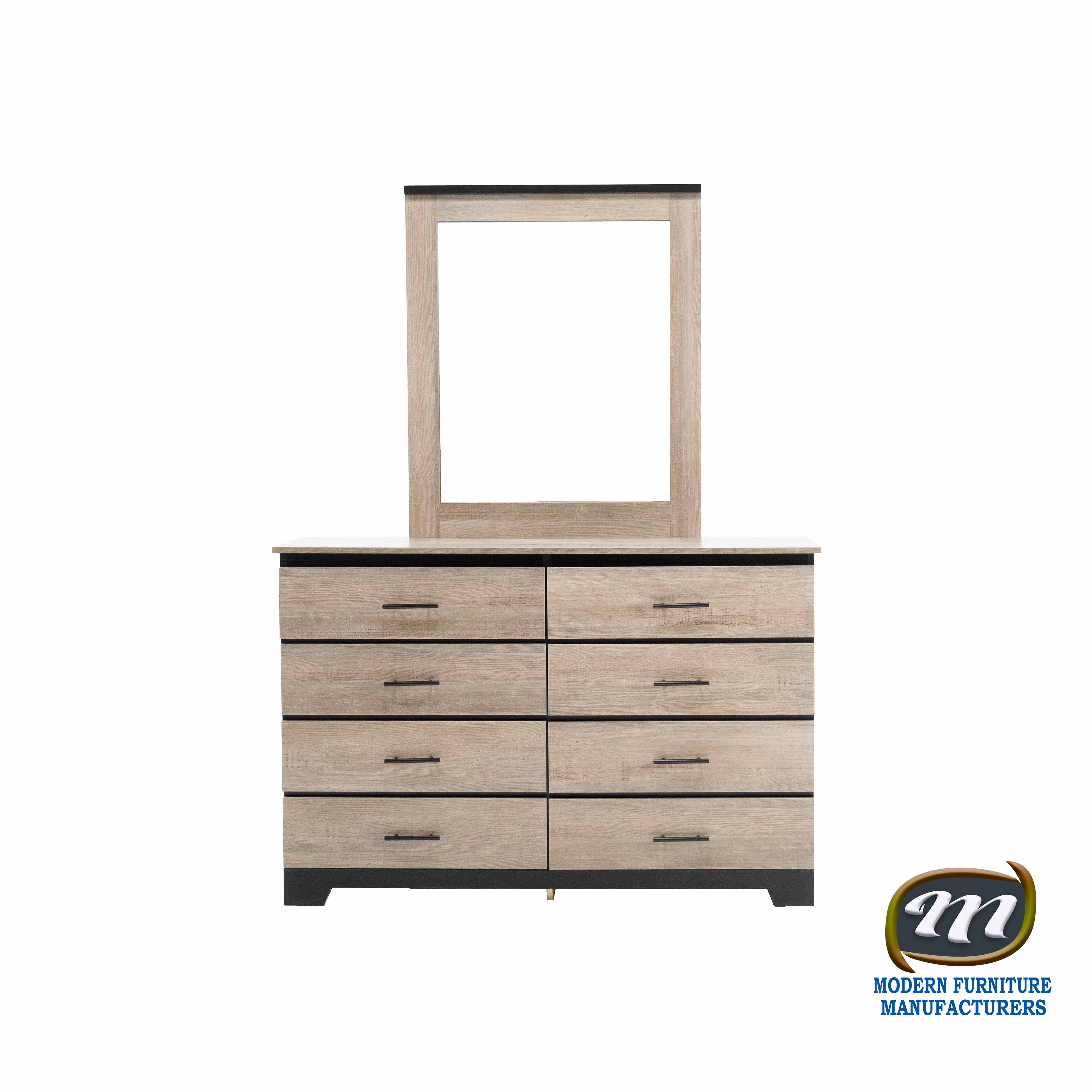 Canadian Made Two Tone Wooden Dresser & Mirror Continental Coast & Black 6741