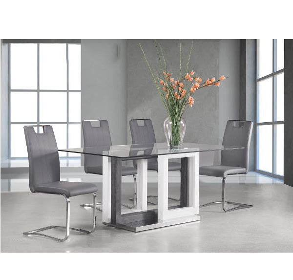 Yves Baxter Glass Dining Table With Grey Chairs 6825 / 738S4