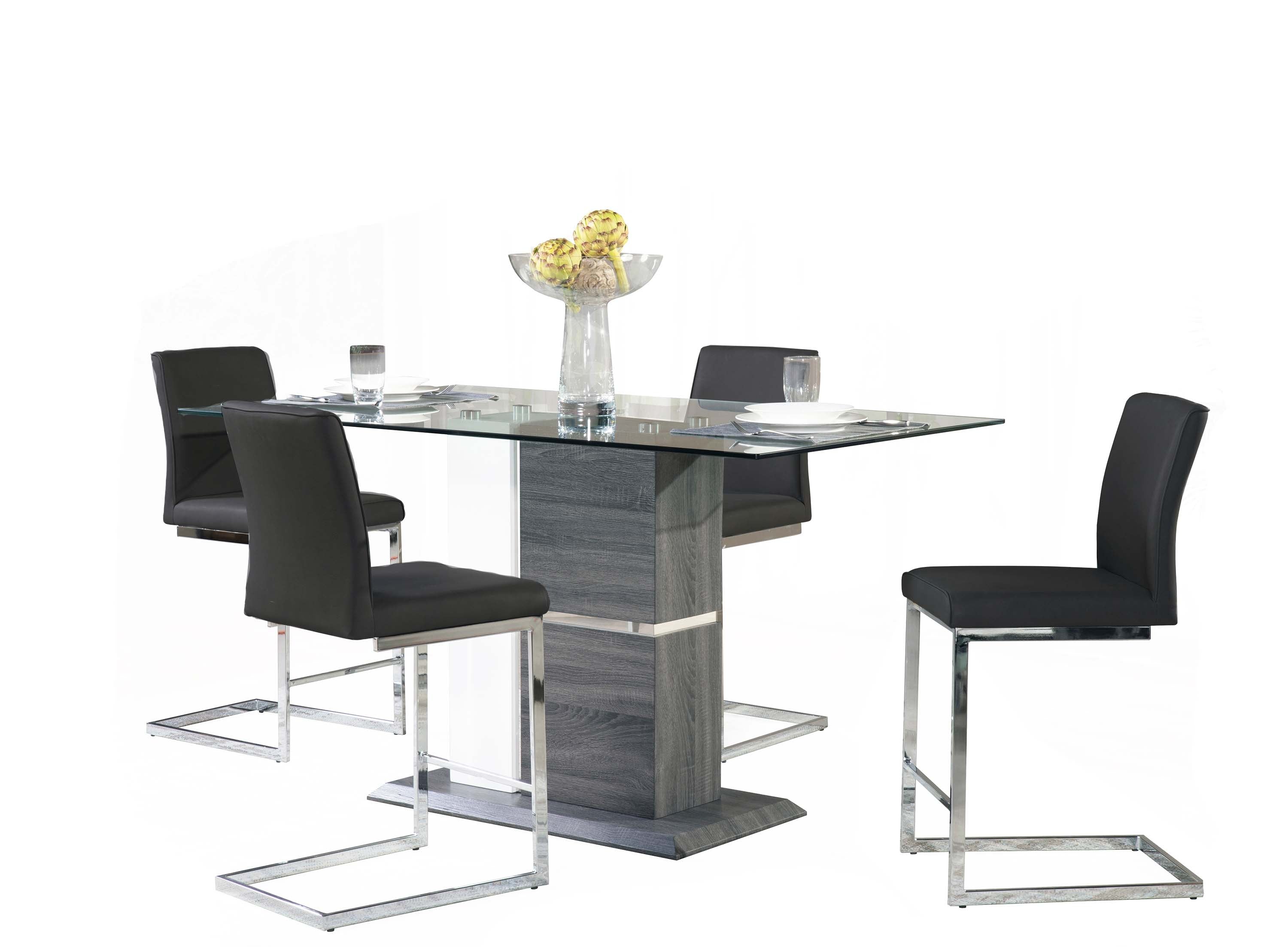 Shirelle Counter Height Table with 4 Black Counter Chair 6826