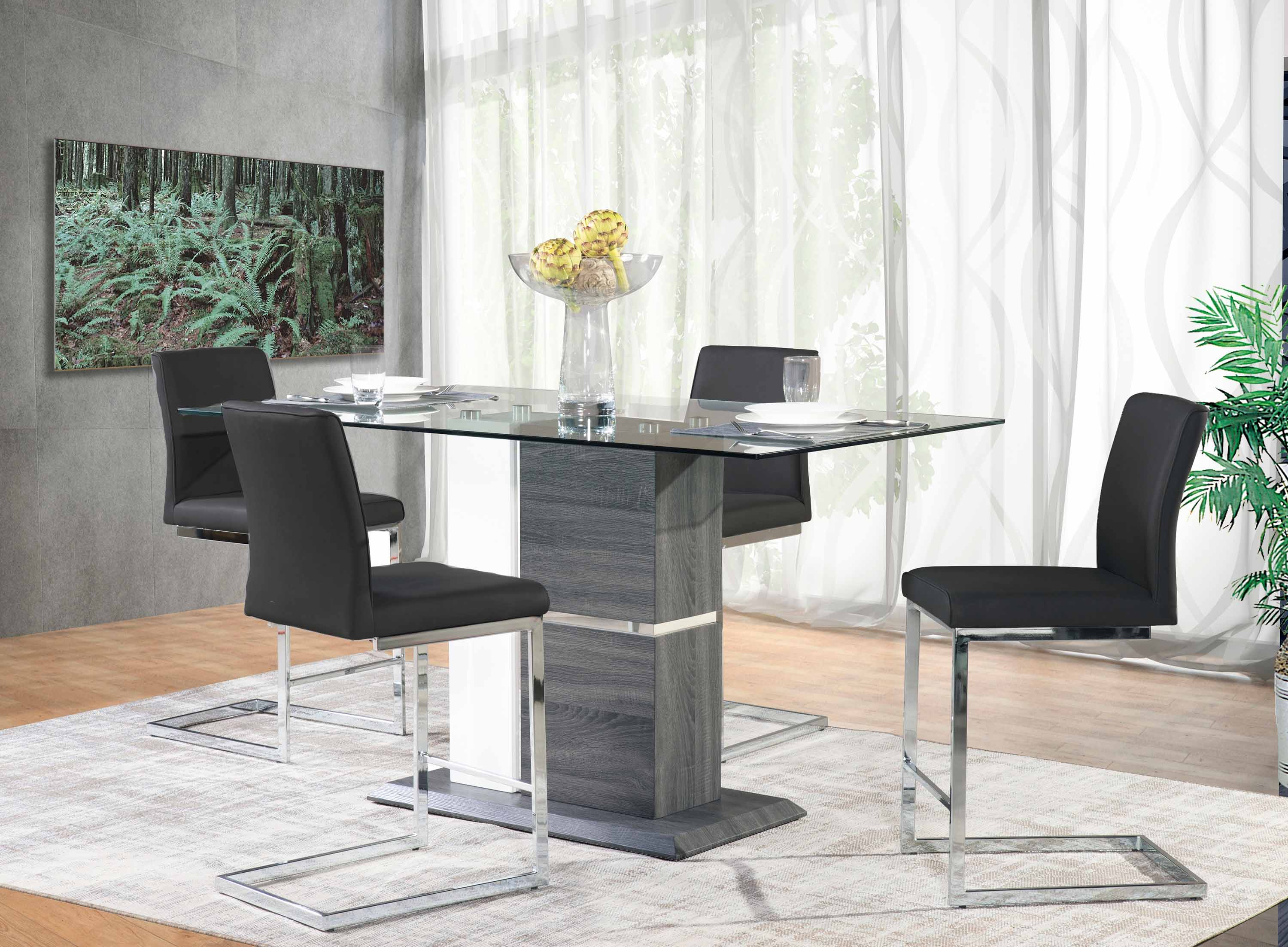 Shirelle Counter Height Table with 4 Black Counter Chair 6826