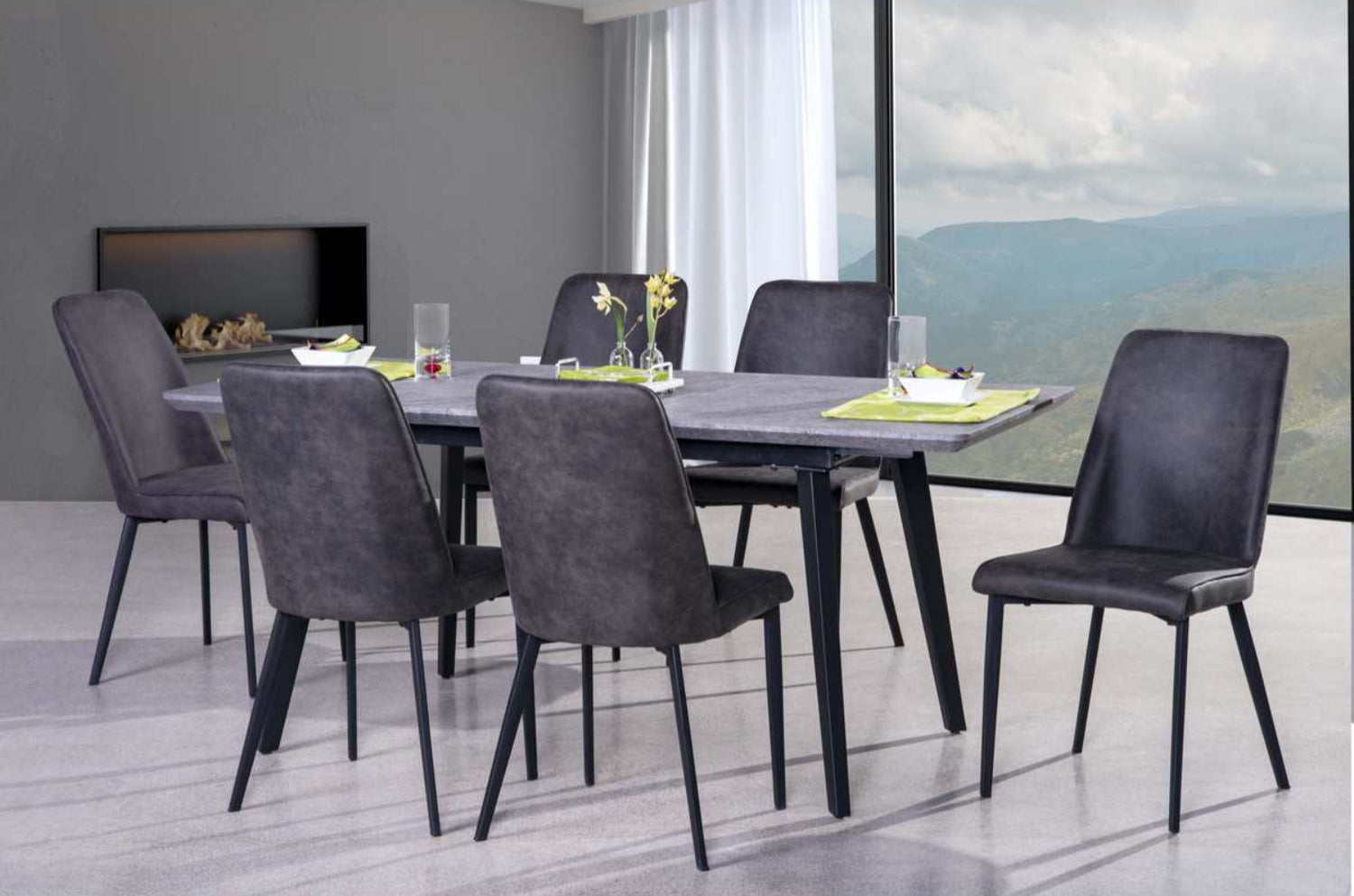 Grey Wooden dining table set