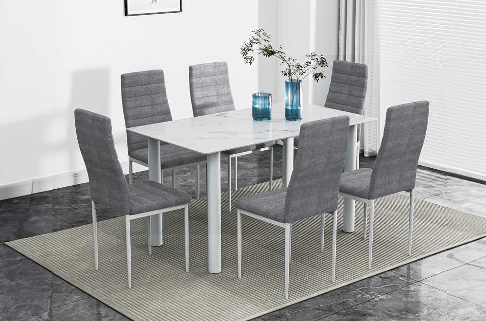 7 PC Dining Set Grey 3409
