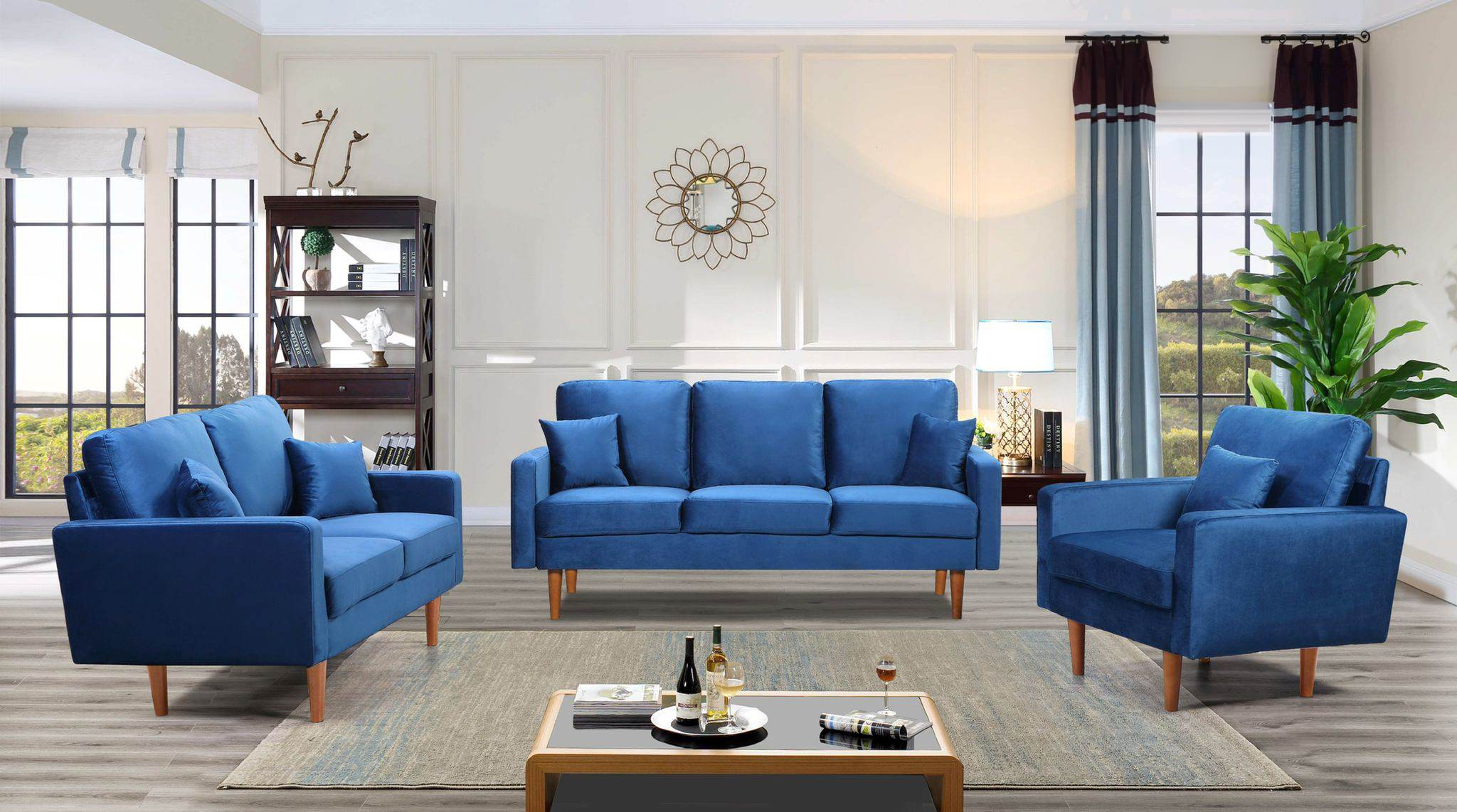 Velvet Sofa Collection Blue 7011