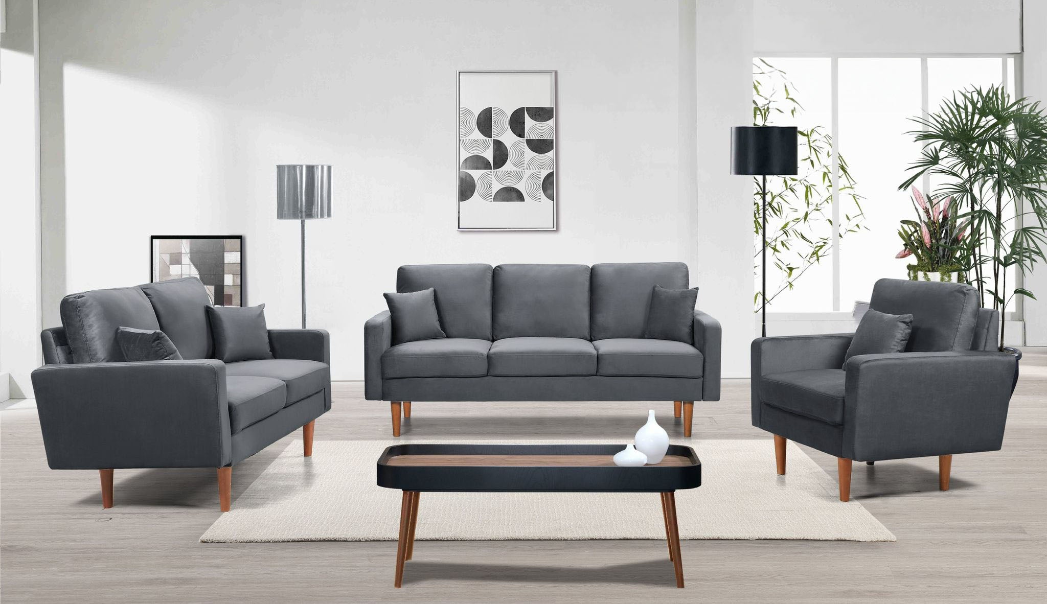 Velvet Sofa Collection Grey 7011