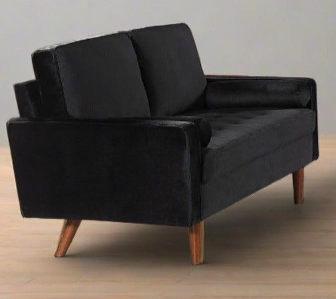 Velvet Sofa Set Black 7020