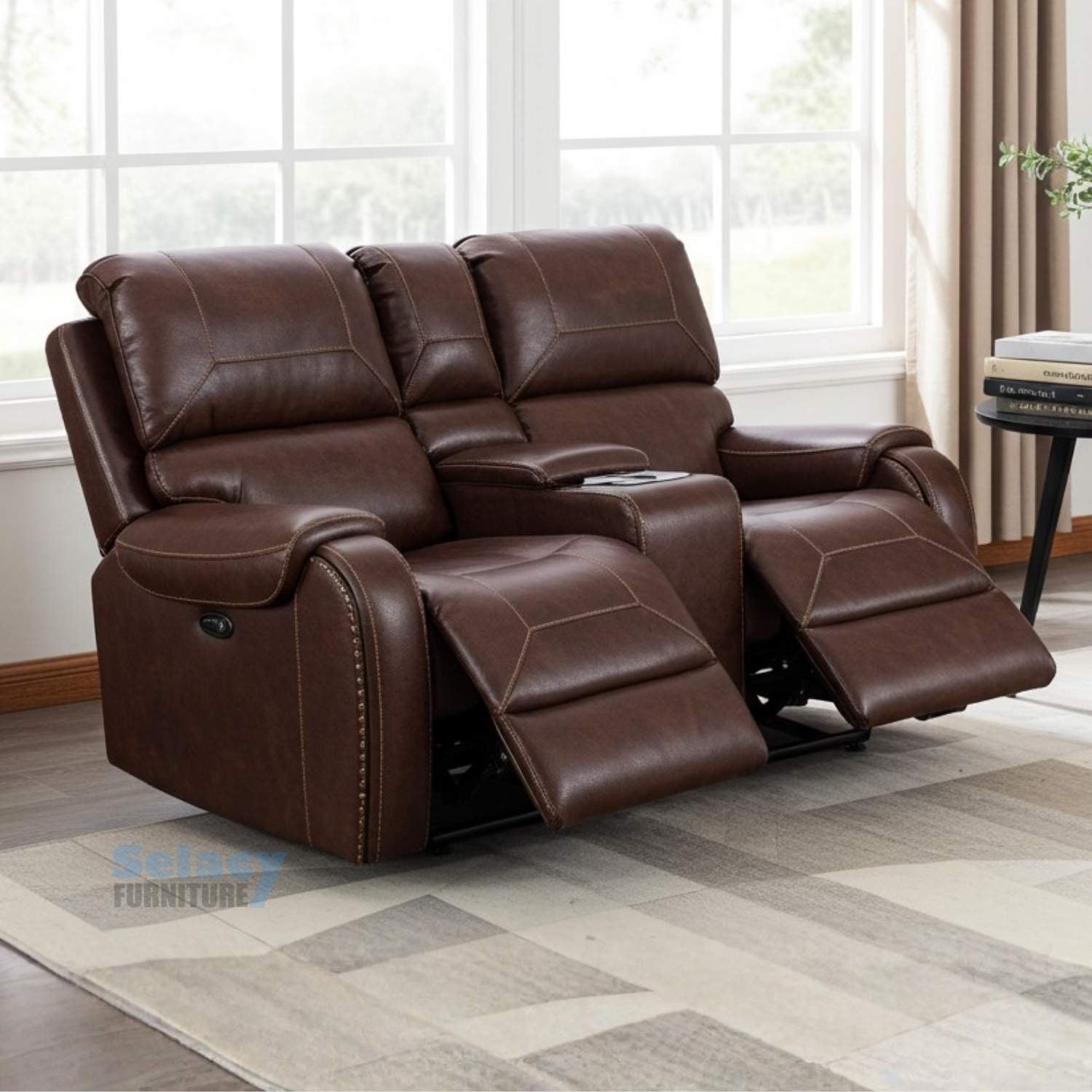 Genuine Leather Power Recliner Sofa Set 7115