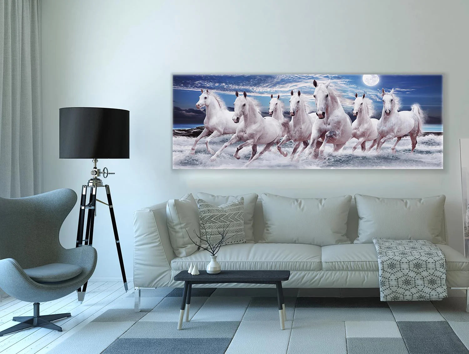 7 Horses Fine Art Canvas 72" x 24"