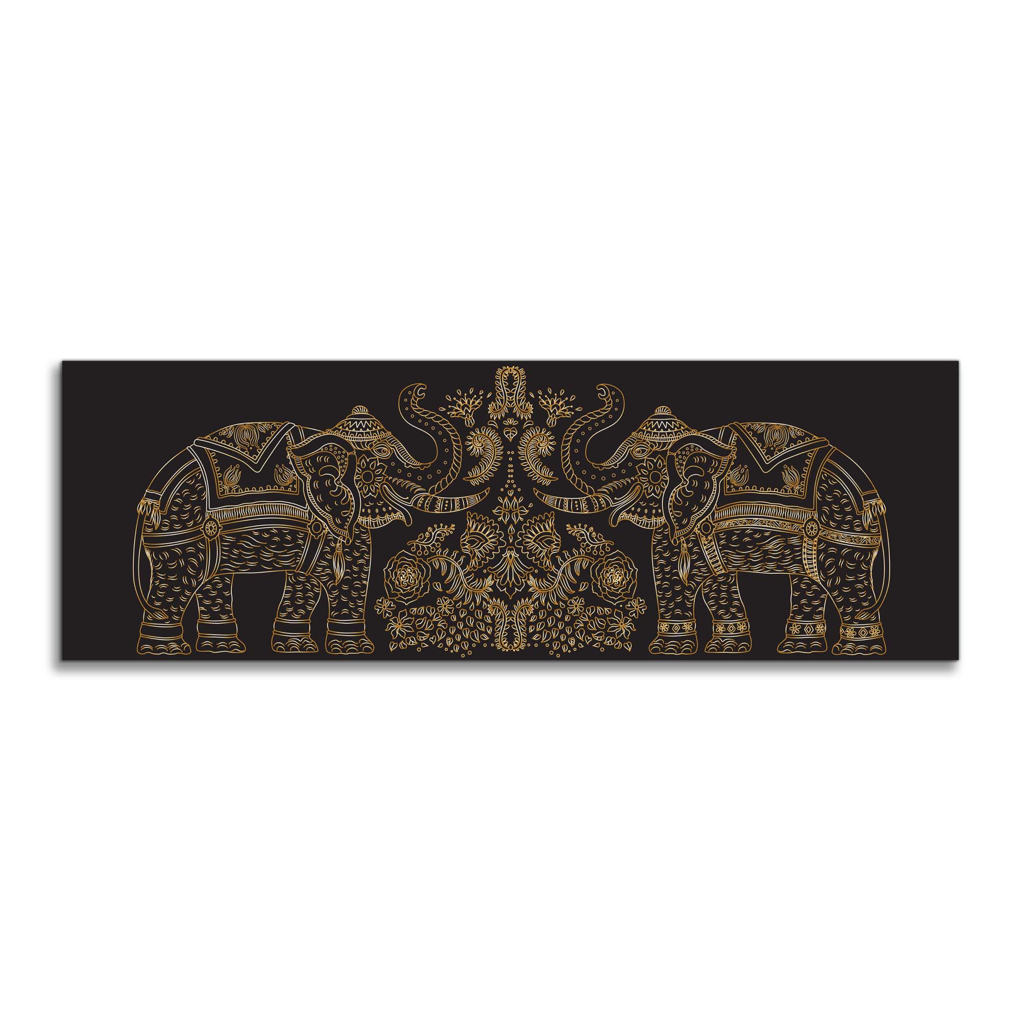 Lucky Trunk Up Elephants Canvas Art 72" x 24"