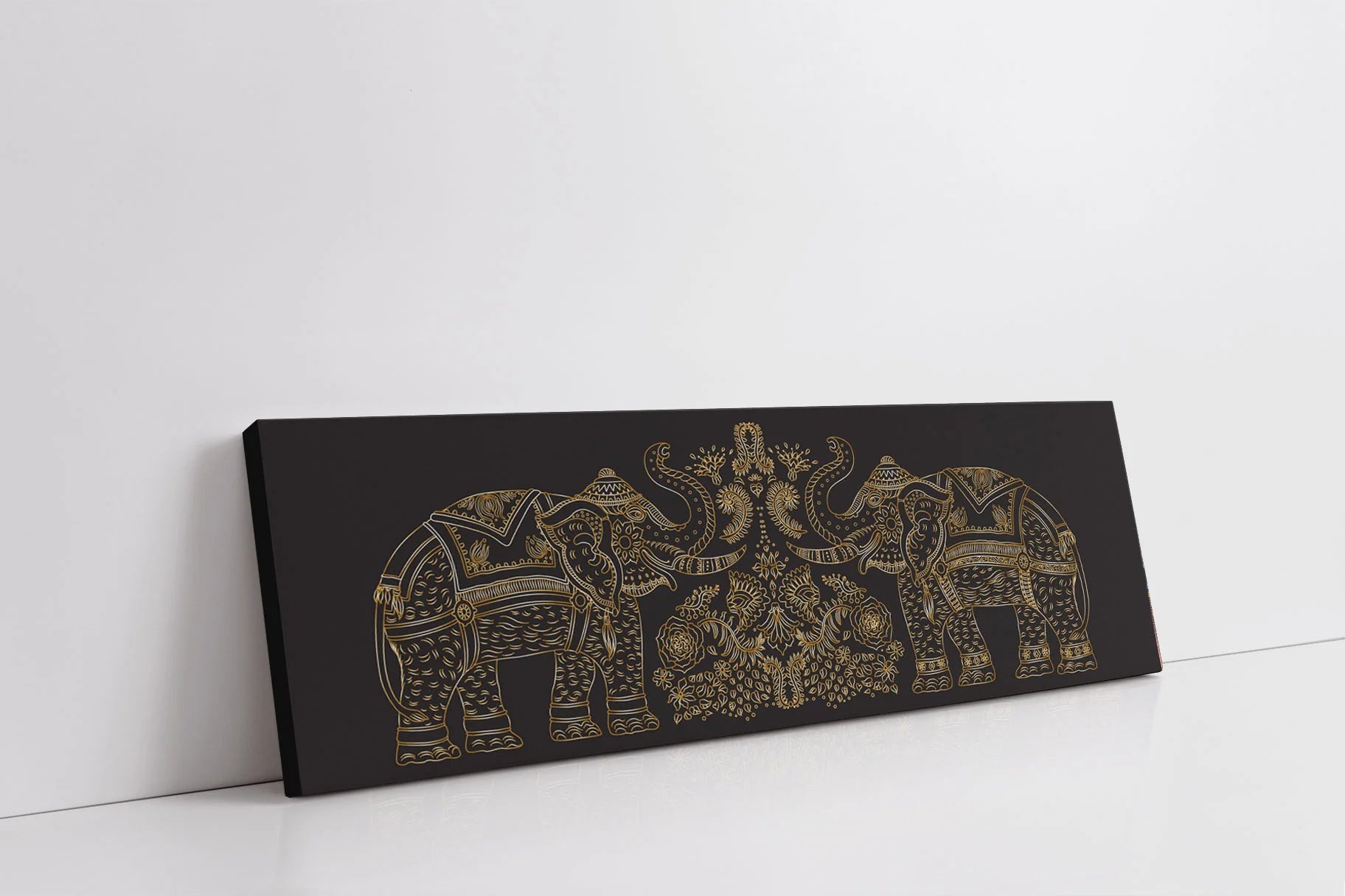 Lucky Trunk Up Elephants Canvas Art 72" x 24"
