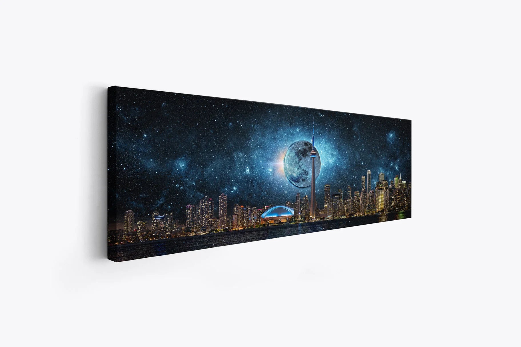 Toronto Skyline Moon Background Canvas Art 72" X 24"