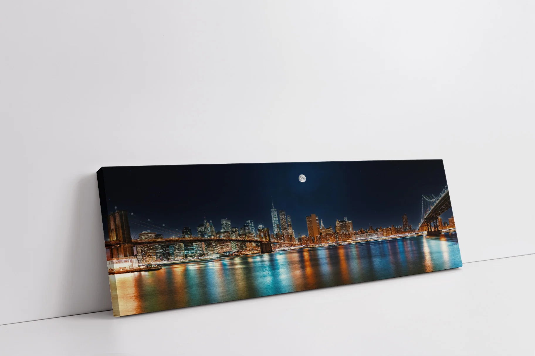 NYC Moon Skyline Canvas Art 72" x 24"