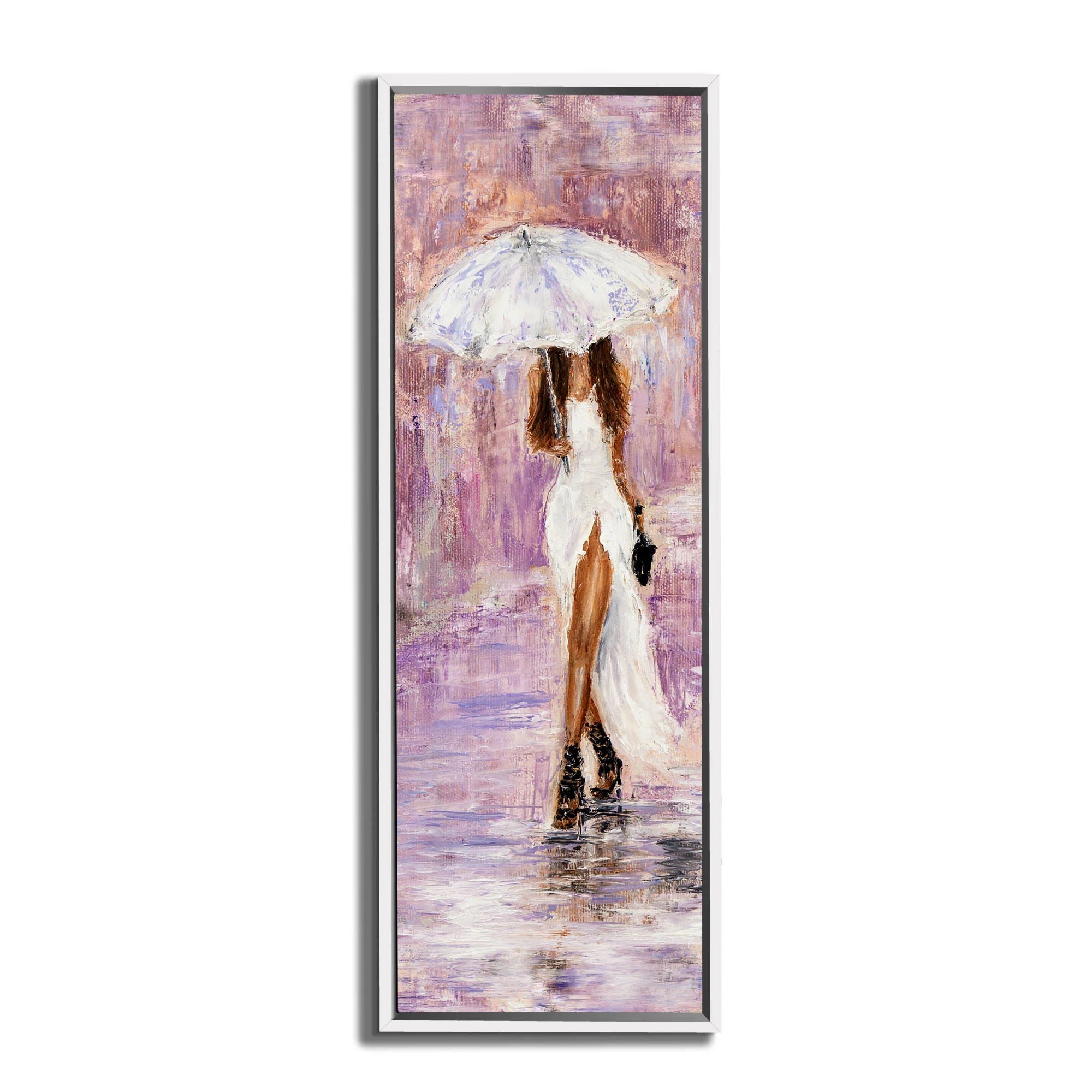 Pink Painted Lady w/ Umbrella Acrylic Painting 72" x 24"