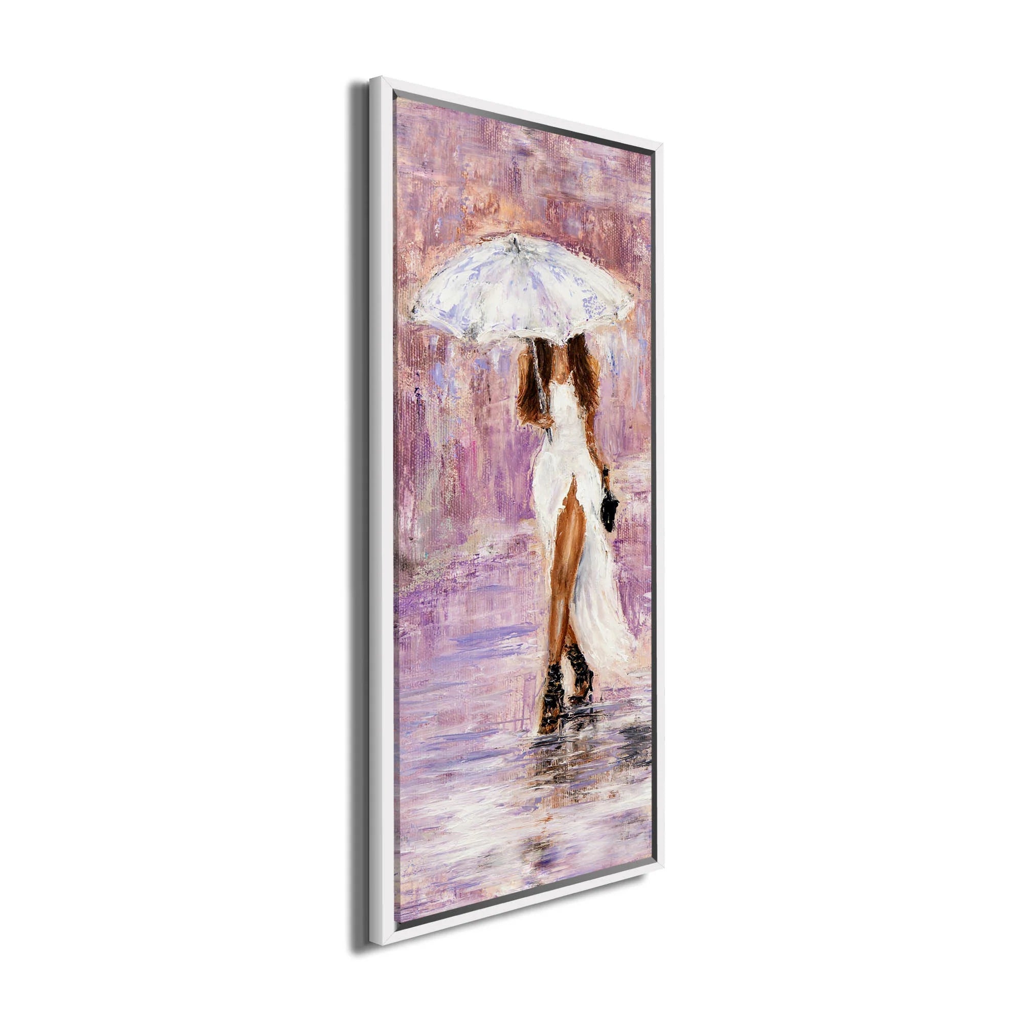 Pink Painted Lady w/ Umbrella Acrylic Painting 72" x 24"