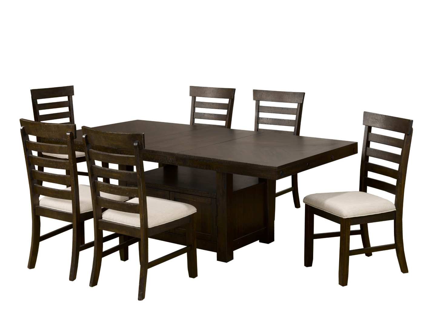 Ediva Extendable Storage Wooden Dining Table With 6 Chairs Espresso TN-270-7