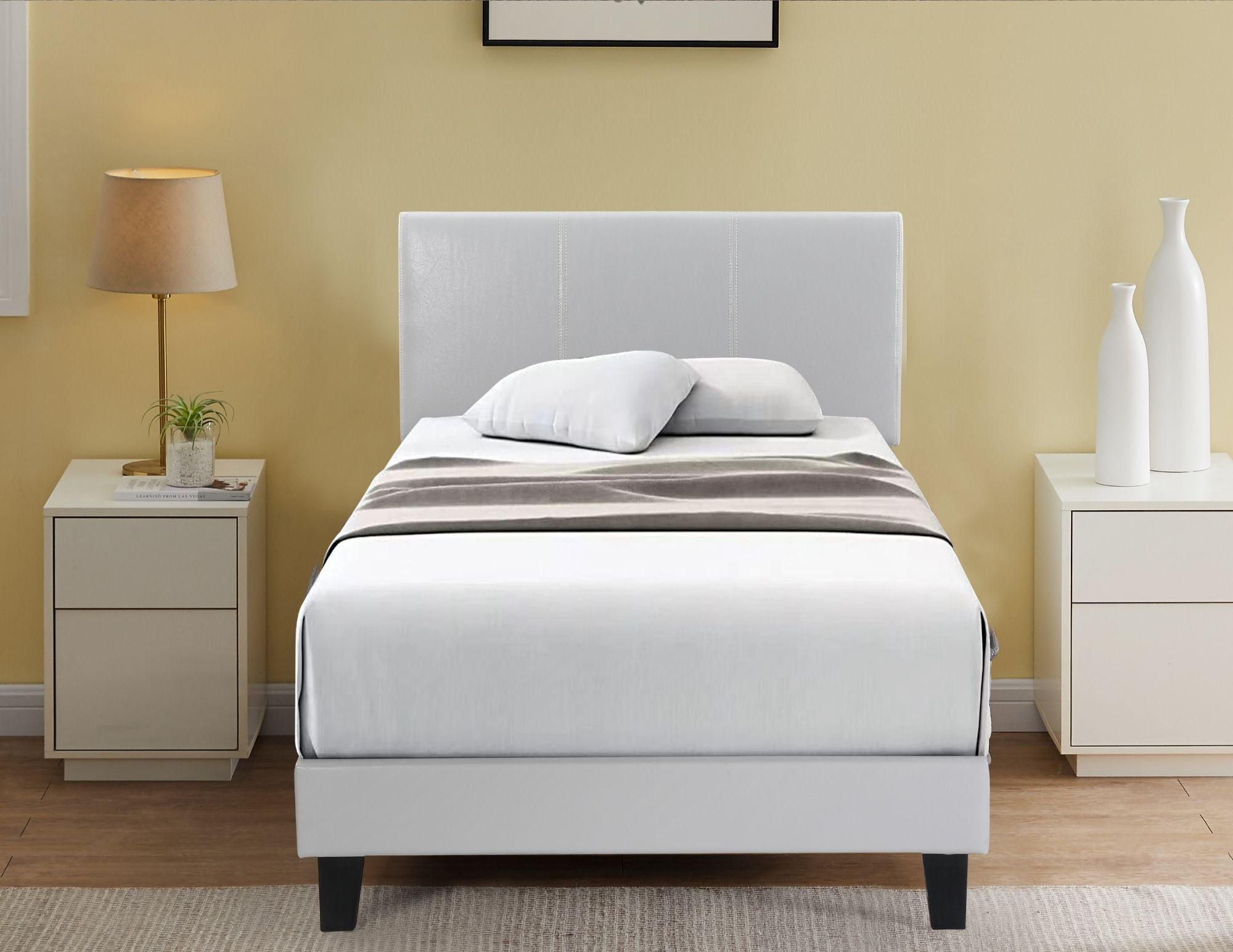 White PU Platform Bed Delta