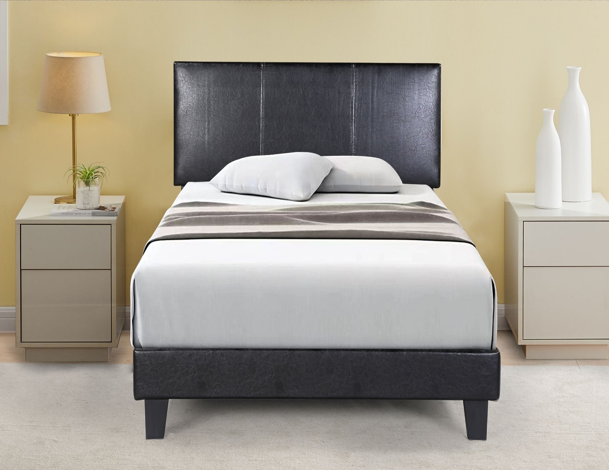 Black PU Platform Bed Delta